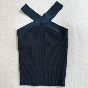 Aritzia Navy Sculpt Knit Top